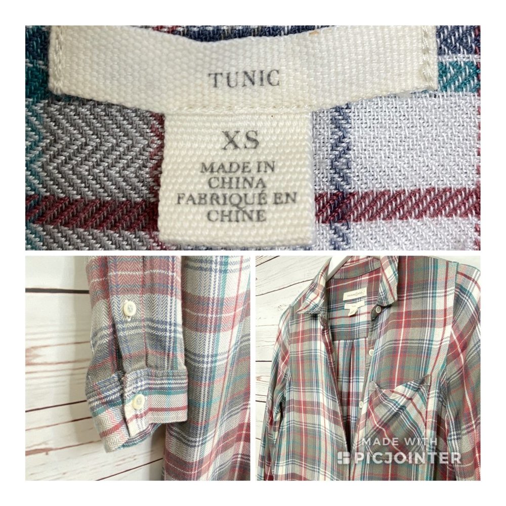 Treasure & Bond Long Sleeve Plaid Maxi Duster Button shirt - Picture 8 of 8